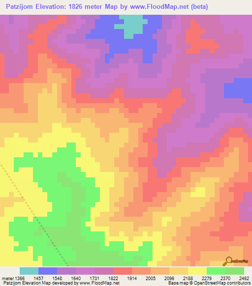 Patzijom,Guatemala Elevation Map