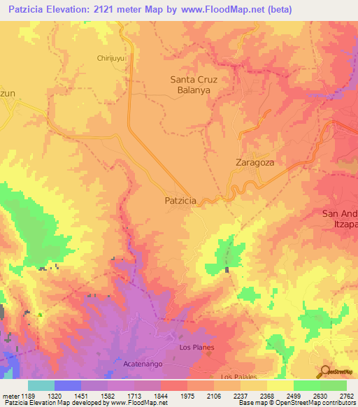 Patzicia,Guatemala Elevation Map