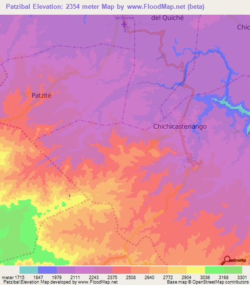 Patzibal,Guatemala Elevation Map