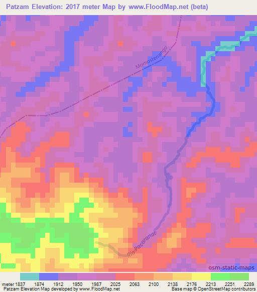 Patzam,Guatemala Elevation Map