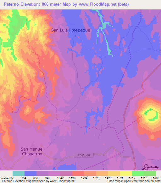 Paterno,Guatemala Elevation Map