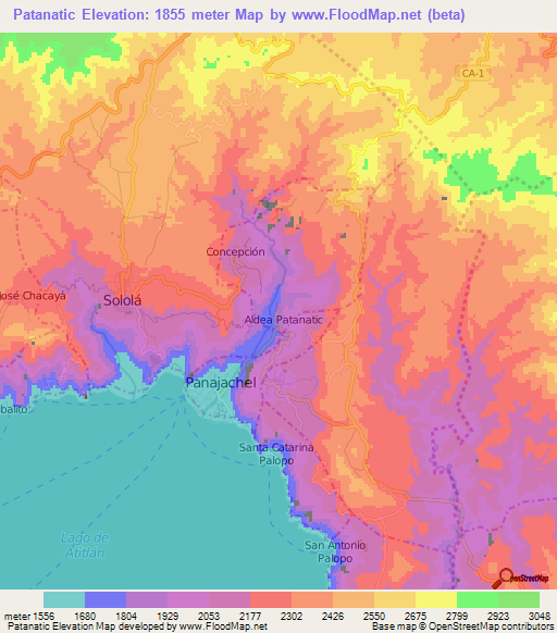 Patanatic,Guatemala Elevation Map