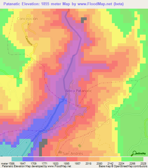 Patanatic,Guatemala Elevation Map