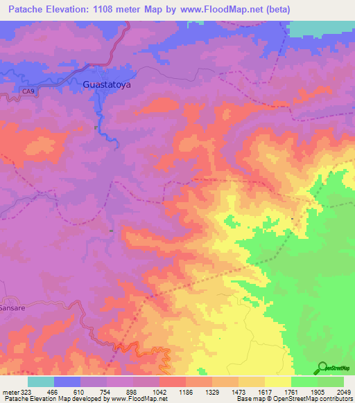 Patache,Guatemala Elevation Map