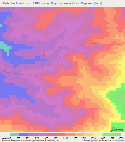 Patache,Guatemala Elevation Map