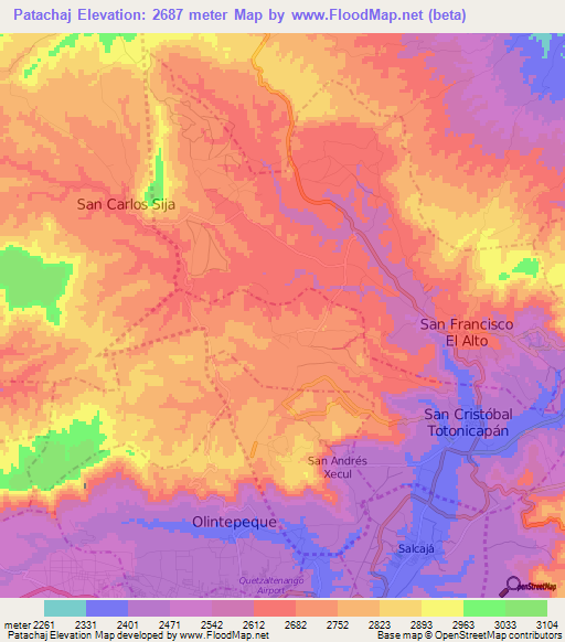 Patachaj,Guatemala Elevation Map