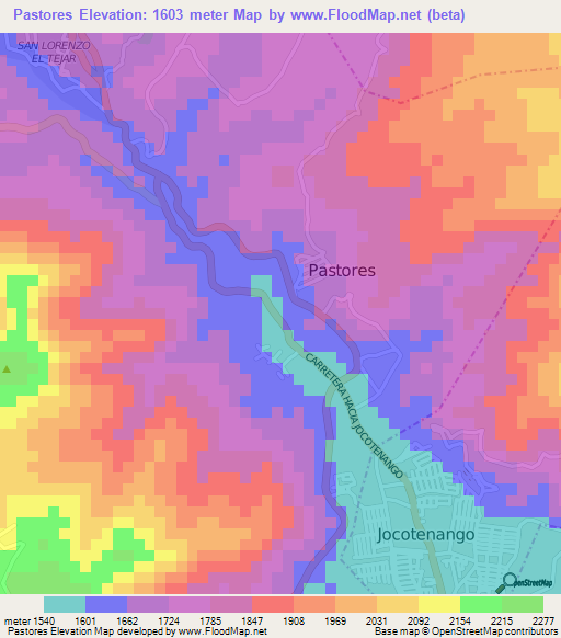 Pastores,Guatemala Elevation Map