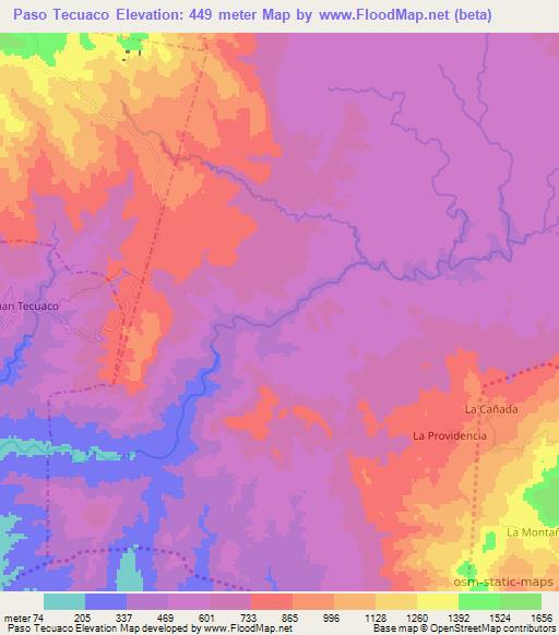 Paso Tecuaco,Guatemala Elevation Map