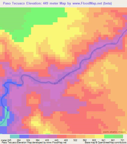 Paso Tecuaco,Guatemala Elevation Map