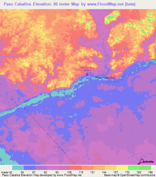 Paso Caballos,Guatemala Elevation Map