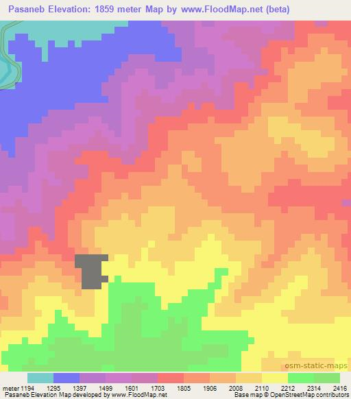 Pasaneb,Guatemala Elevation Map