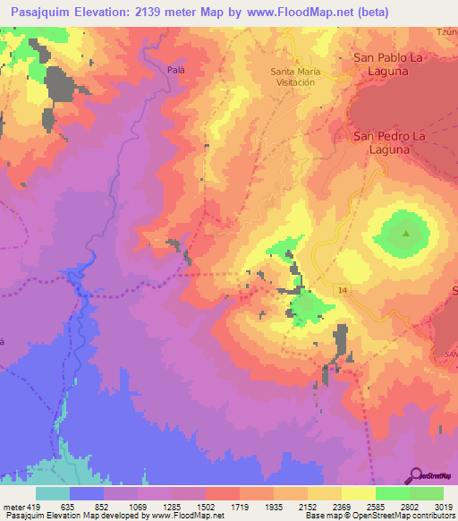 Pasajquim,Guatemala Elevation Map