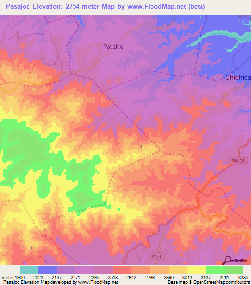 Pasajoc,Guatemala Elevation Map