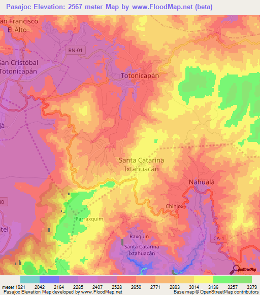 Pasajoc,Guatemala Elevation Map