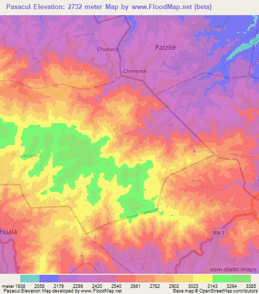 Pasacul,Guatemala Elevation Map