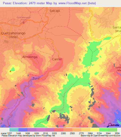 Pasac,Guatemala Elevation Map