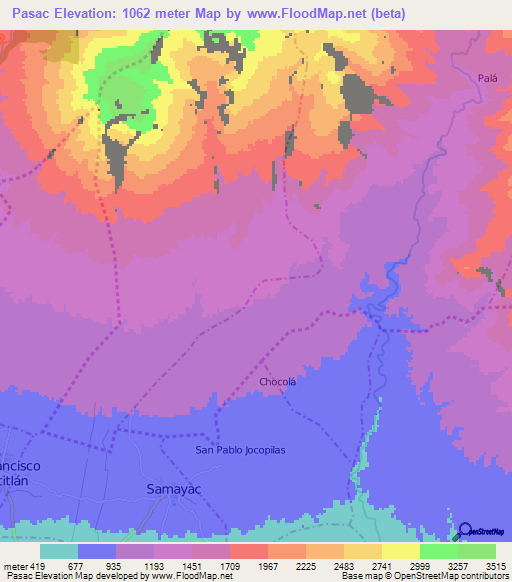 Pasac,Guatemala Elevation Map