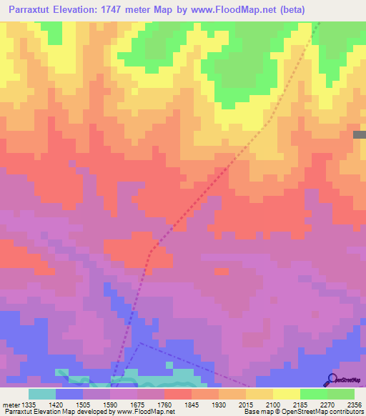 Parraxtut,Guatemala Elevation Map