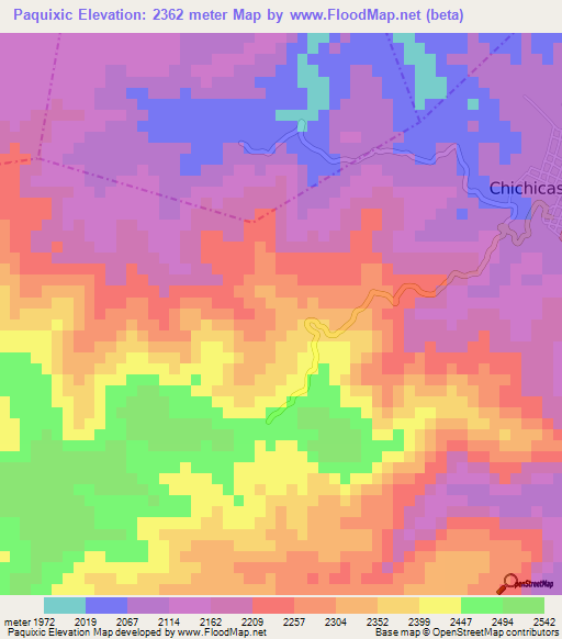 Paquixic,Guatemala Elevation Map