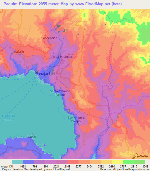 Paquim,Guatemala Elevation Map