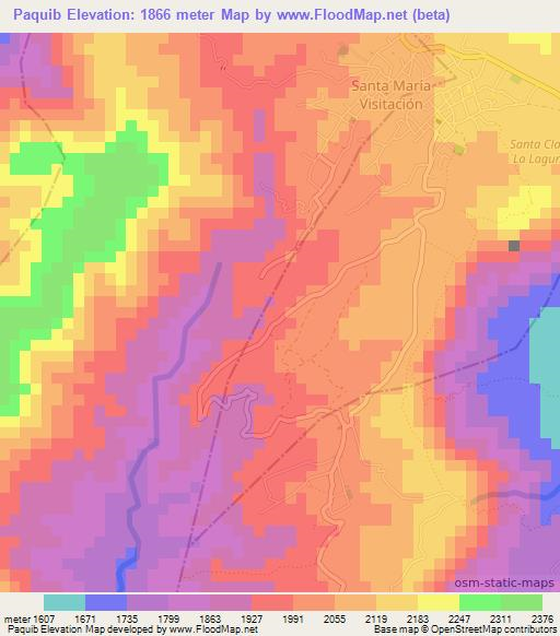 Paquib,Guatemala Elevation Map