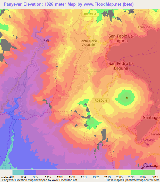 Panyevar,Guatemala Elevation Map