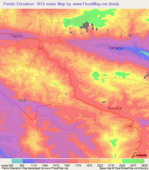 Pantin,Guatemala Elevation Map