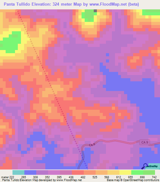 Panta Tullido,Guatemala Elevation Map