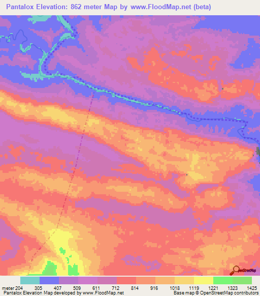 Pantalox,Guatemala Elevation Map