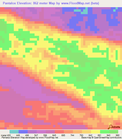 Pantalox,Guatemala Elevation Map