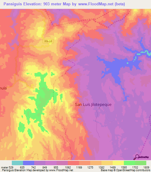 Pansiguis,Guatemala Elevation Map