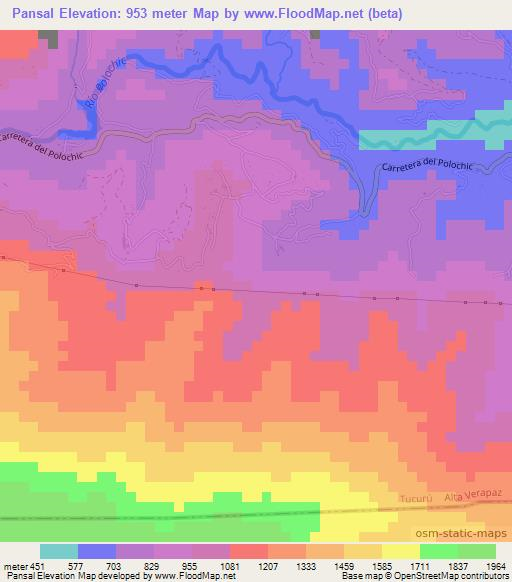 Pansal,Guatemala Elevation Map