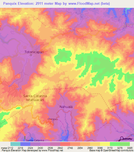 Panquix,Guatemala Elevation Map