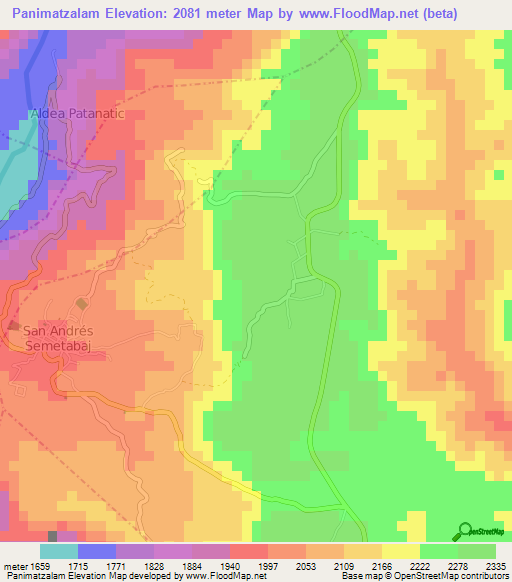 Panimatzalam,Guatemala Elevation Map