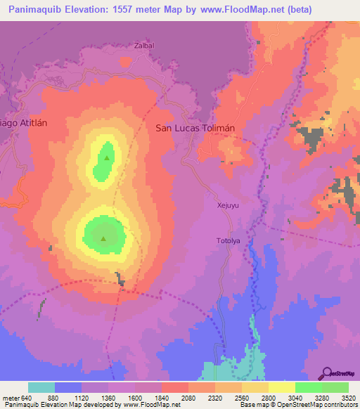 Panimaquib,Guatemala Elevation Map