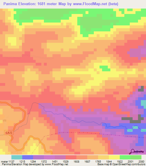 Panima,Guatemala Elevation Map