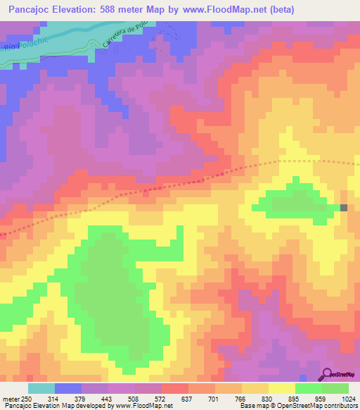 Pancajoc,Guatemala Elevation Map