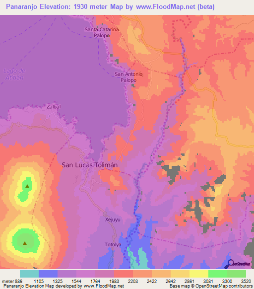 Panaranjo,Guatemala Elevation Map