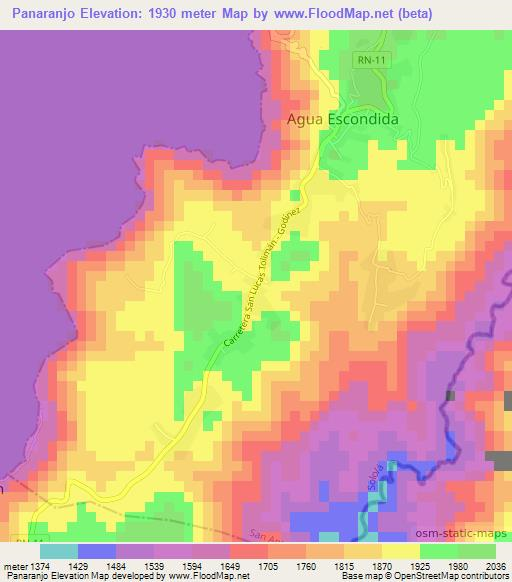 Panaranjo,Guatemala Elevation Map