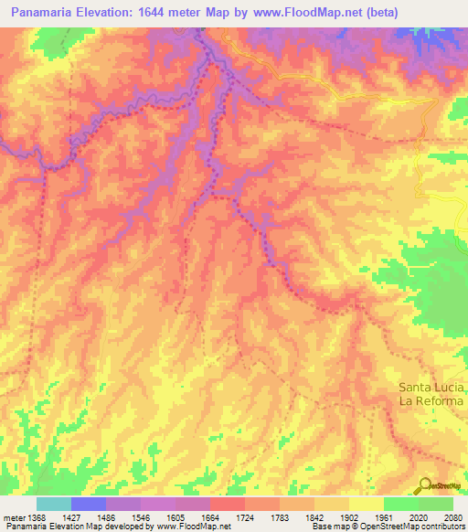 Panamaria,Guatemala Elevation Map