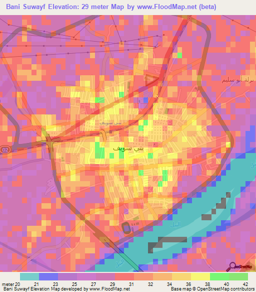 Bani Suwayf,Egypt Elevation Map