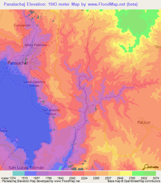 Panalachaj,Guatemala Elevation Map