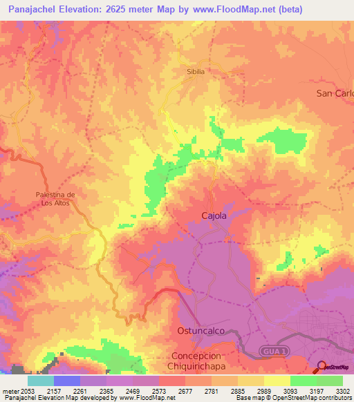 Panajachel,Guatemala Elevation Map