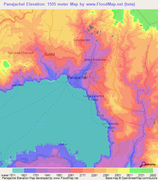 Panajachel,Guatemala Elevation Map