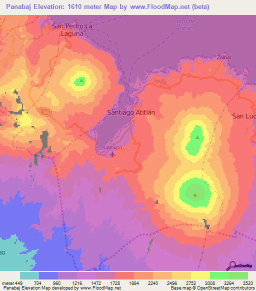 Panabaj,Guatemala Elevation Map