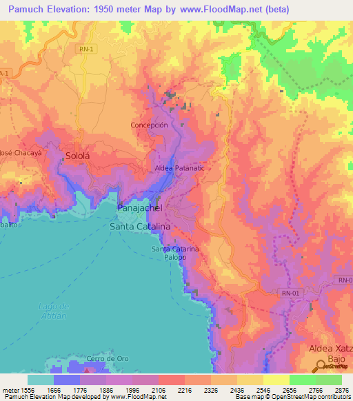 Pamuch,Guatemala Elevation Map