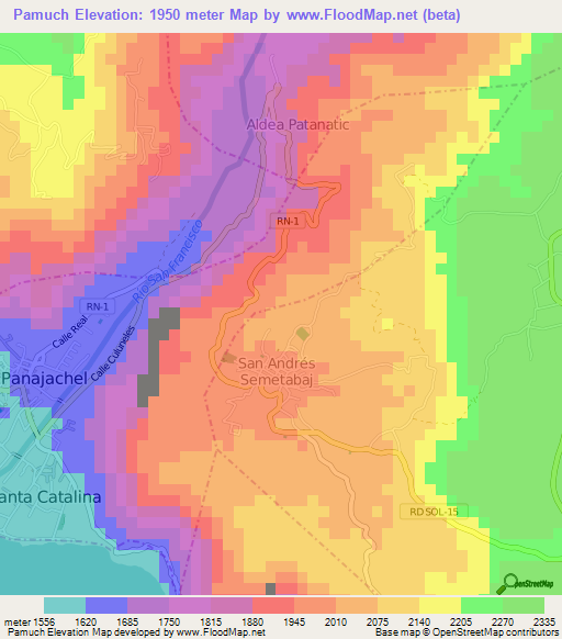 Pamuch,Guatemala Elevation Map