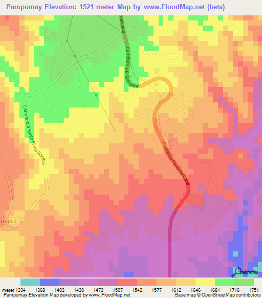 Pampumay,Guatemala Elevation Map