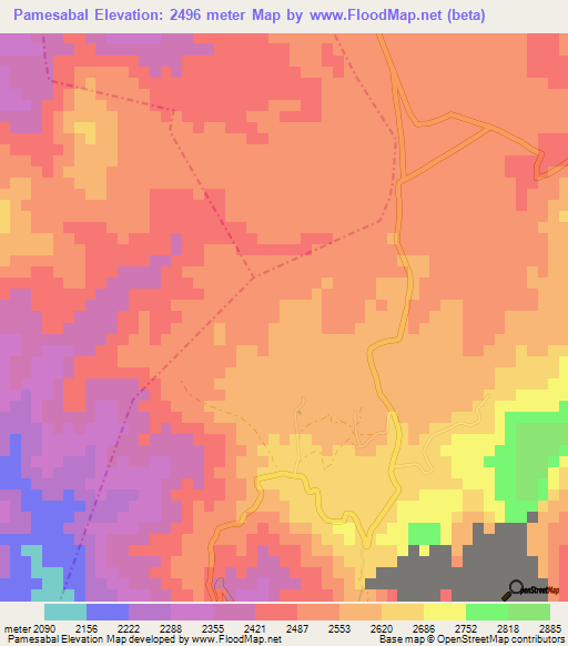 Pamesabal,Guatemala Elevation Map