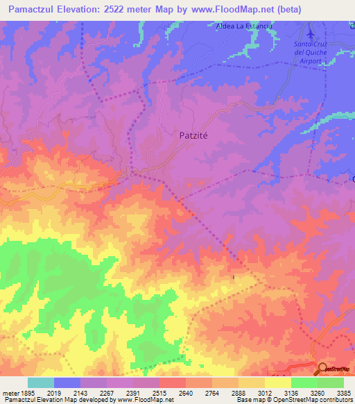 Pamactzul,Guatemala Elevation Map